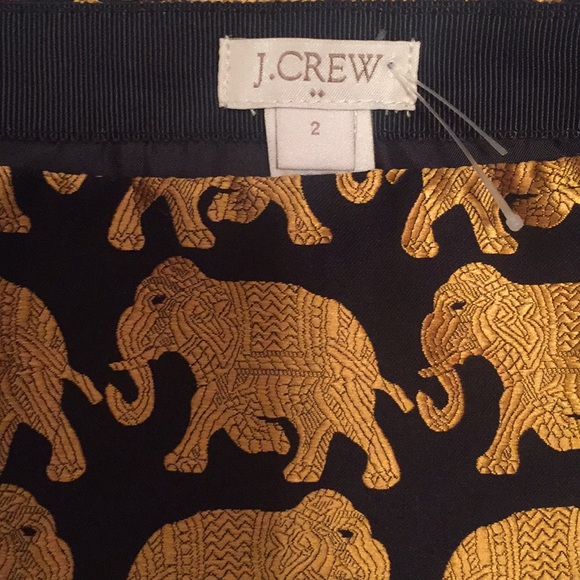 J CREW sz 2 elephant gold & black jacquard SKIRT - Picture 4 of 6